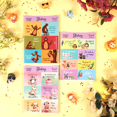Set of 3 Stickers: Fun Animals