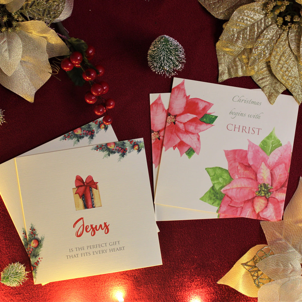 Christmas Cards Set of 4 - Christmas begins with Christ