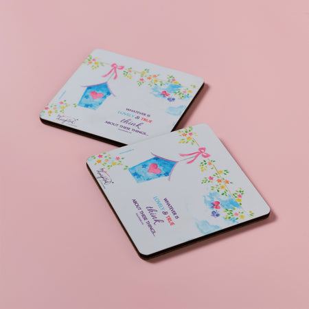 Coasters : Set of 2 : Whatever is lovely and true...