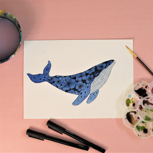 Pen and Colour Masterclass: Blue Blossom Whale (Personal Session)